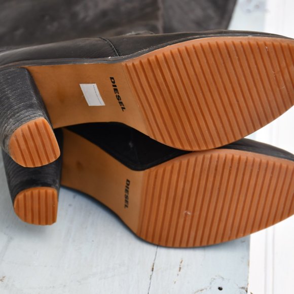 Diesel Dark Brown Heeled Boots - Picture 6 of 8